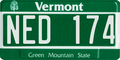 VT license plate NED174