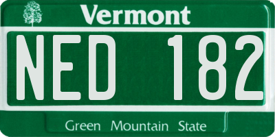 VT license plate NED182