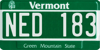 VT license plate NED183