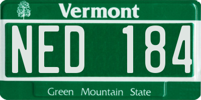 VT license plate NED184