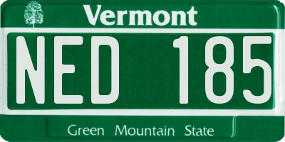 VT license plate NED185