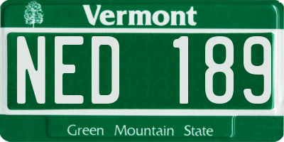 VT license plate NED189