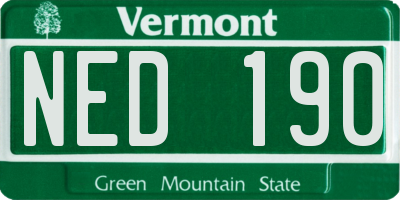 VT license plate NED190