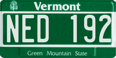 VT license plate NED192