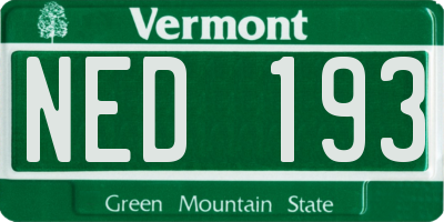 VT license plate NED193