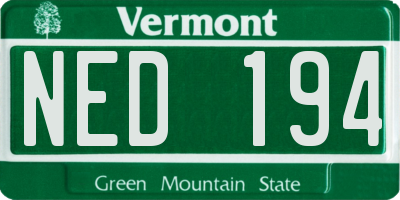 VT license plate NED194