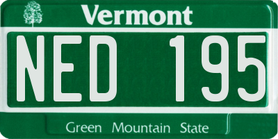 VT license plate NED195