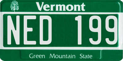 VT license plate NED199