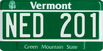 VT license plate NED201