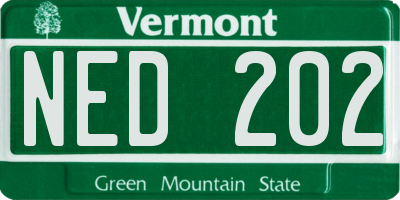 VT license plate NED202