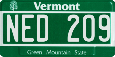 VT license plate NED209