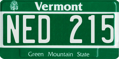 VT license plate NED215