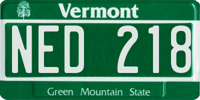 VT license plate NED218