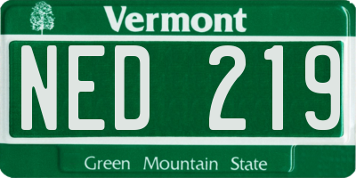 VT license plate NED219