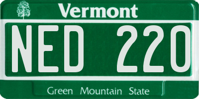 VT license plate NED220