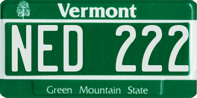 VT license plate NED222