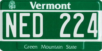 VT license plate NED224
