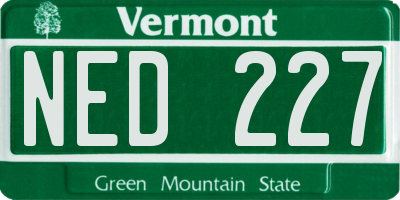 VT license plate NED227