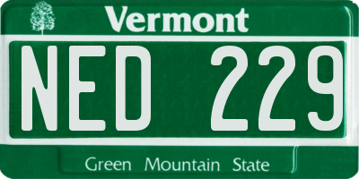 VT license plate NED229