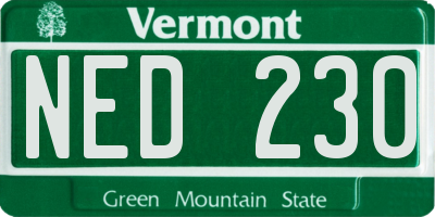 VT license plate NED230