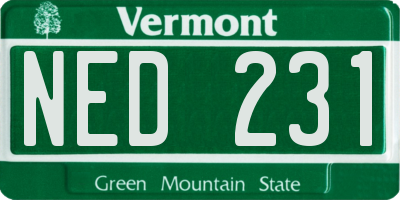 VT license plate NED231