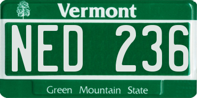 VT license plate NED236