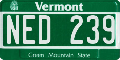 VT license plate NED239
