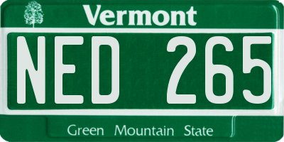 VT license plate NED265