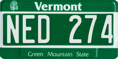 VT license plate NED274
