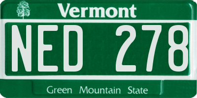 VT license plate NED278