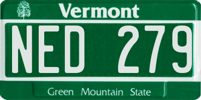 VT license plate NED279