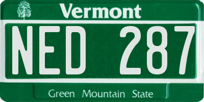 VT license plate NED287
