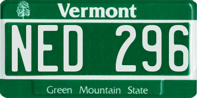 VT license plate NED296