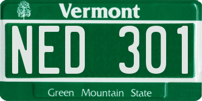 VT license plate NED301
