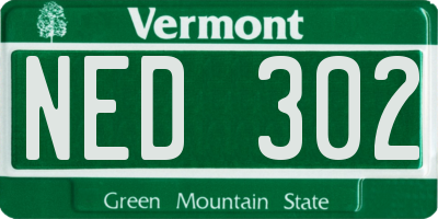 VT license plate NED302