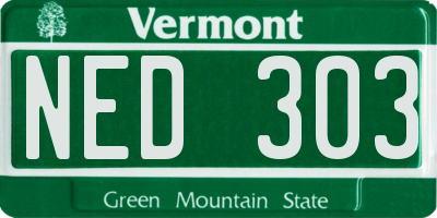 VT license plate NED303