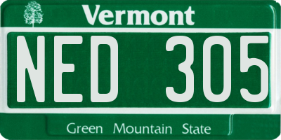 VT license plate NED305