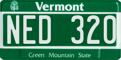 VT license plate NED320