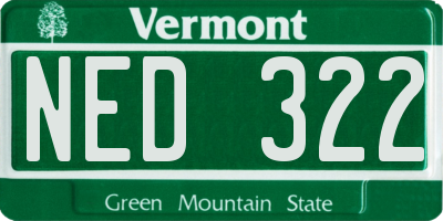 VT license plate NED322