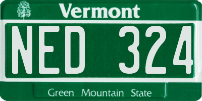VT license plate NED324