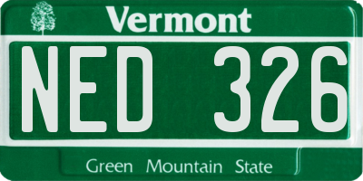VT license plate NED326