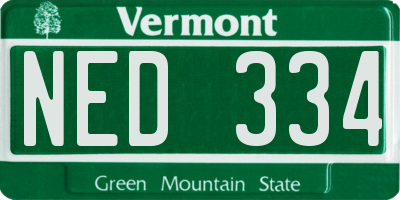 VT license plate NED334