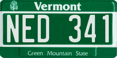 VT license plate NED341
