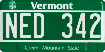 VT license plate NED342