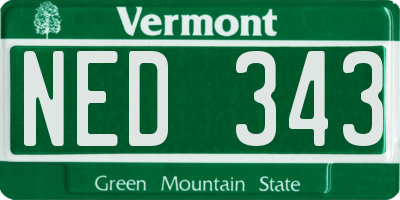 VT license plate NED343
