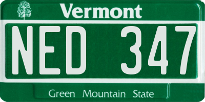 VT license plate NED347