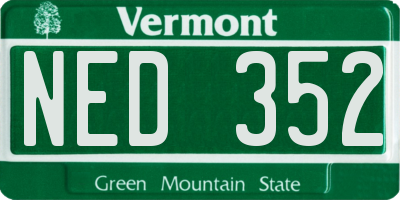 VT license plate NED352