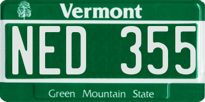 VT license plate NED355