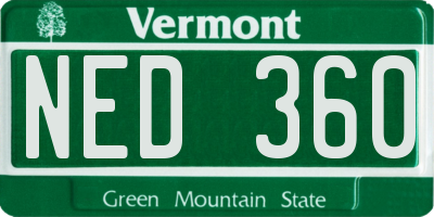 VT license plate NED360