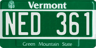 VT license plate NED361